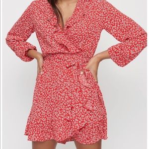 Dynamite Selina Wrap Ruffle Dress